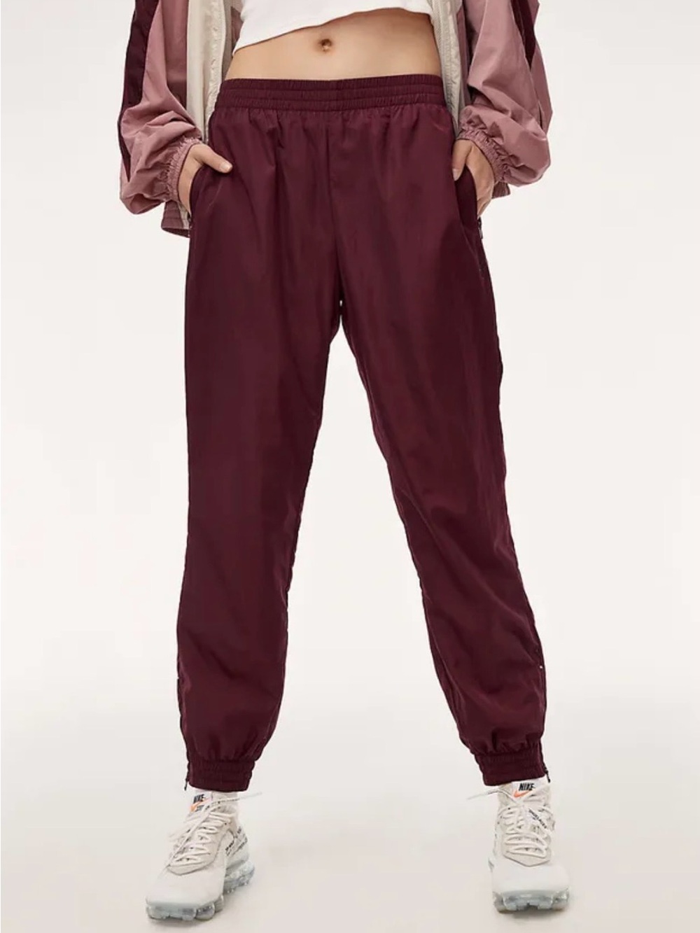 Aritzia TNA Boyfriend Track Pant Burgundy S